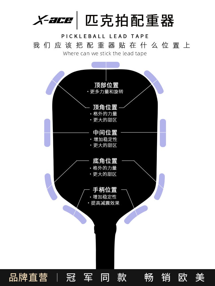 Sale X-Ace Peak Ball Racket Lead Strip Peak Racket Counterweight 3G Lead Balance Peak Racket - Image 3
